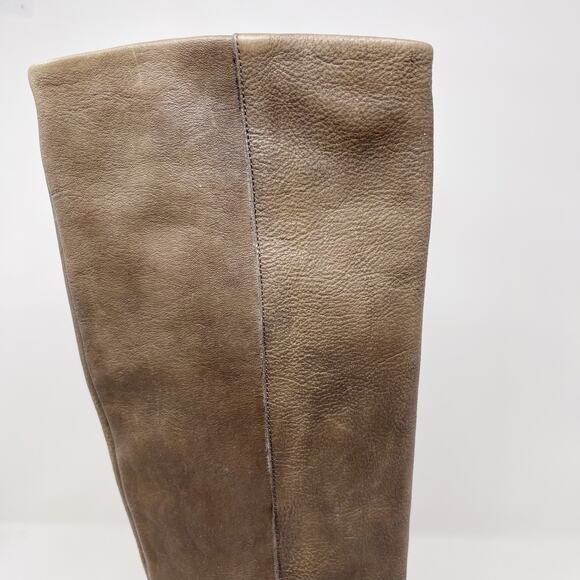 Kate Spade Size 6 Gray Leather Block Heeled Tall Boots Almond Toe Side Zipper - Picture 14 of 15